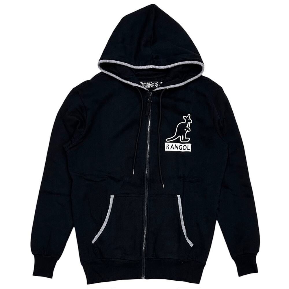 Kangol Men's Hoodie Full Zip Clay Court Fleece Sweatshirt in Black